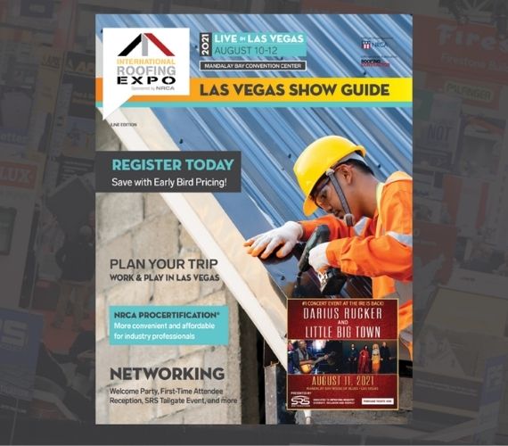 An advertisement for the internation roofing expo in Las Vegas.